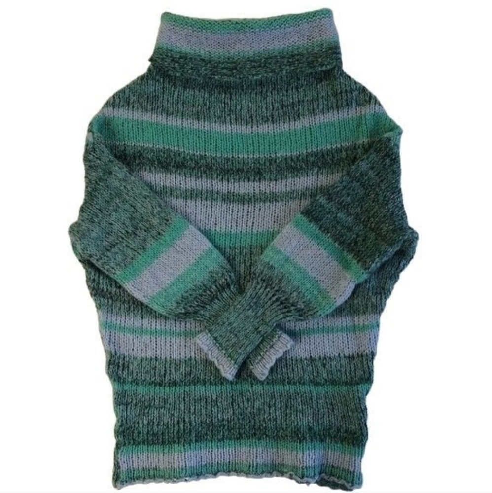 Free People Womens Stripe Waterfall Tunic Teal Sweater Cowl Neck XS